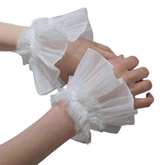 Simple Detachable Sleeves Cuffs Lace Wedding Flounces Ruffled White Wrist Warmer Ruffled for Sweater Women