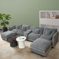 thumbnail image 2 of 144" Cloud Couch,Grey Modular Sectional Sofa,U Shaped Couch with Ottoman, Chenille Fabric,6 Seats with Pillows,Cup holder,sofa set for living room, 2 of 17