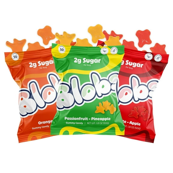 Gummy Candy - Low Sugar Healthy Gummies - Low Net Carb & Low Calorie - No Sugar Alcohols, Vegan, Gluten Free - Variety Snack Pack for Kids & Adults (Pack of 6)