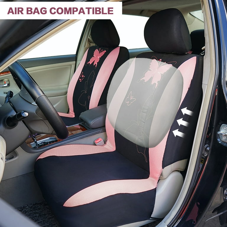 Otoez Butterfly Cloth Seat Cover Set, Pink Full 5-Seat photo 6