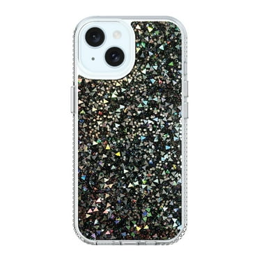 onn. Black Glitter Fleck Phone Case for iPhone 16e / iPhone 15 / iPhone 14 / iPhone 13