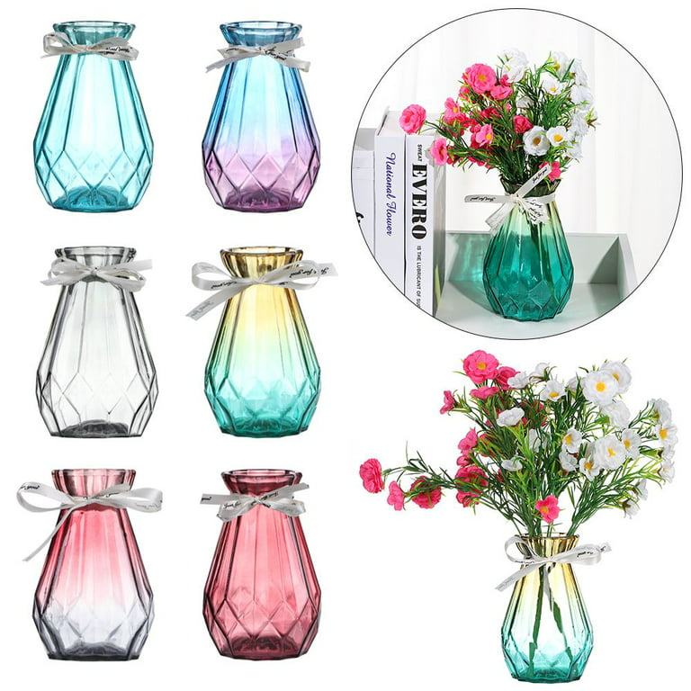 New Clear Design Arrangement Home Decor Hydroponic Vase Flower Pot Glass  Vase Dried Flower Vase WINE RED 18CM 