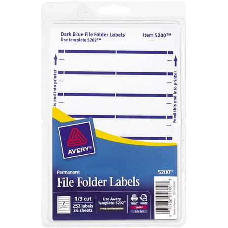Avery Print or Write File Folder Labels, 3-7/16 x 11/16, Pack of 252 Labels, Available in ...