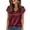 Wine #199, variant on Women Silk Satin Tops Cap Short Sleeve Blouse V Neck Shirts Solid Color Business Casual Outfits Sky Blue XL