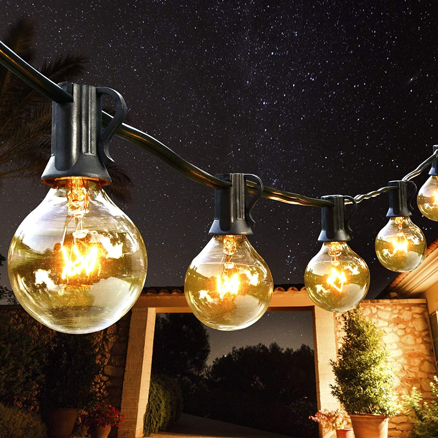 G40 Globe String Lights Clear Edison Light Bulbs Garland for Party Decoration 