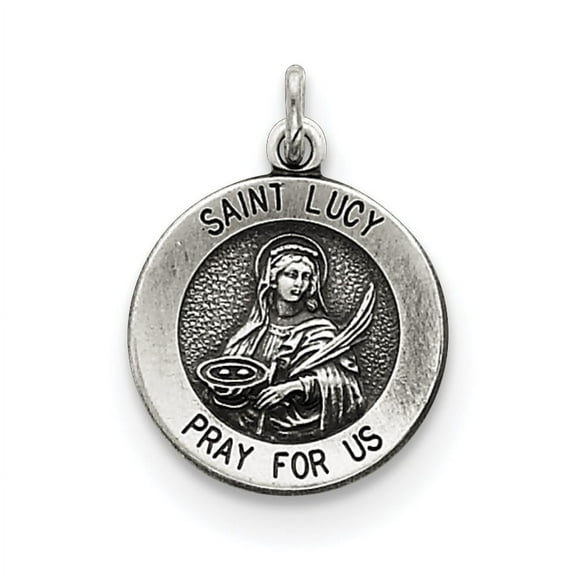 FJC Finejewelers Sterling Silver Antiqued Saint Lucy Medal Pendant Necklace - Chain Included