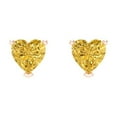 thumbnail image 3 of 14K Solid Gold Screw Back Stud Earrings for Women | 1.5 cttw Heart Cut Natural Citrine | Rose Gold, 3 of 5