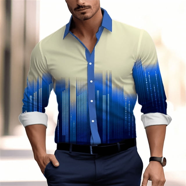 Camisa informal de color degradado para hombre, nueva camisa hawaiana con solapa y botones junto al mar, nueva oferta, camisetas para hombre de talla grande