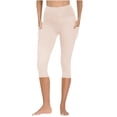thumbnail image 6 of Annhoo Summer Womens Yoga Leggings Fashion Casual High Waisted Solid Color Athletic Capri Pants with Pockets, 6 of 9