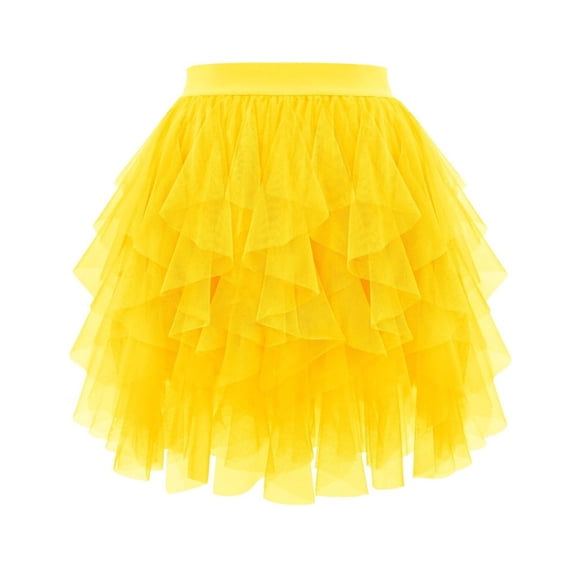 XuJwPNcy Women's Skirts High Waisted Tulle Mini Skirts Breathable Tiered Ruffle Summer Skirt Trendy Cute Ladies Clothes