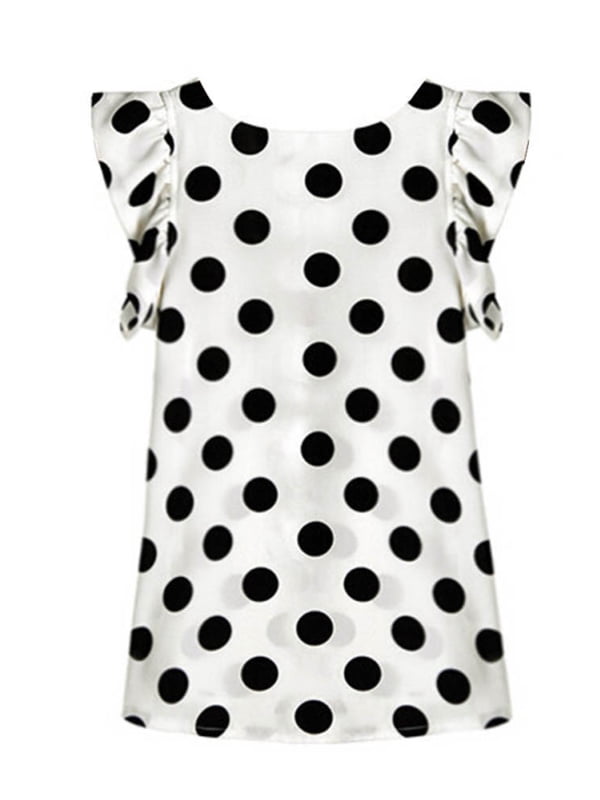 black and white polka dot chiffon blouse
