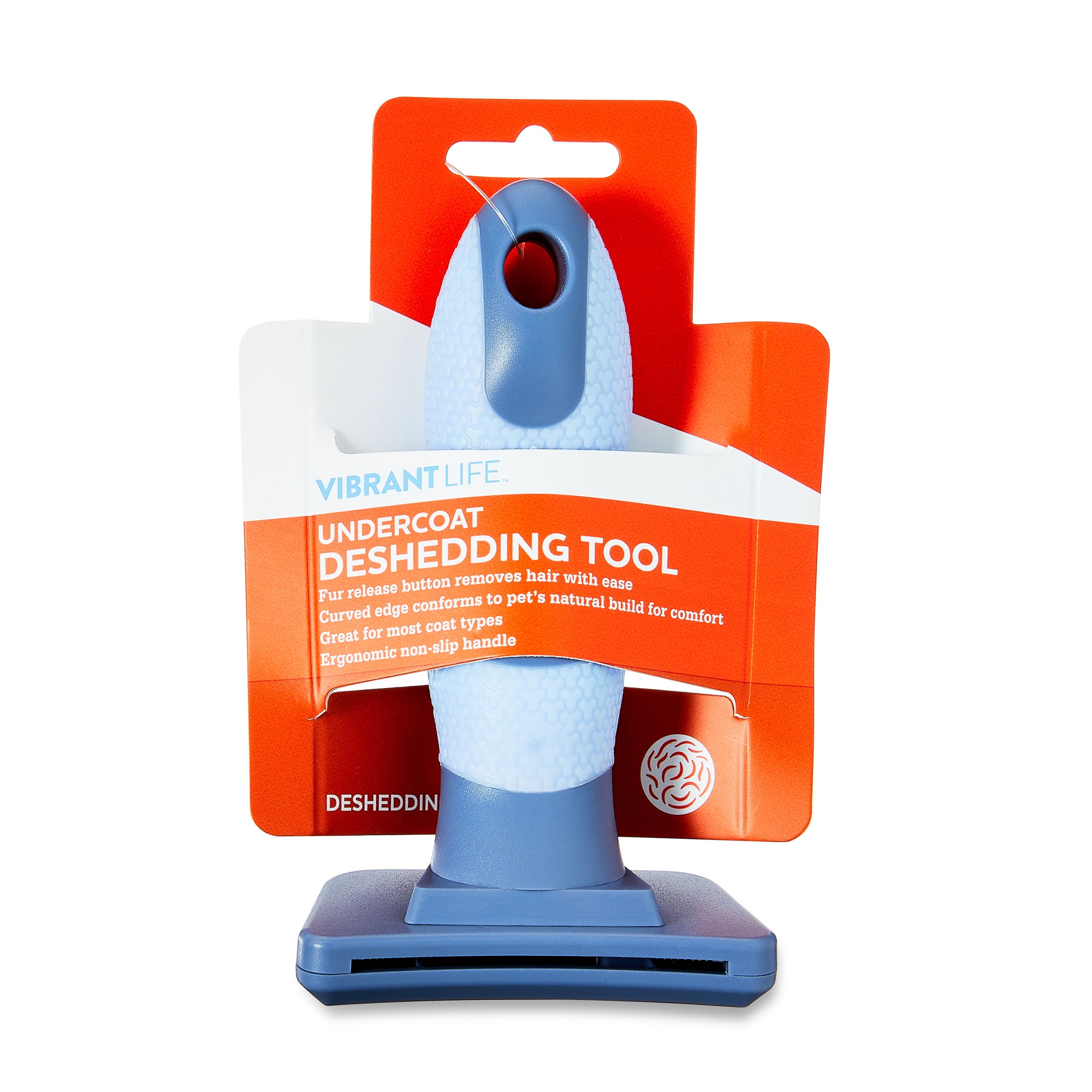 Vibrant Life Medium Undercoat Deshedding Tool with Non-Slip Handle for Dogs
