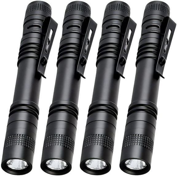HIBIBUD 4 Pcs 1000LM LED Penlight Flashlight Tactical Torch with Clip (13.3 CM)