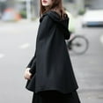 thumbnail image 6 of Dyfzdhu Hooded Medium Women Cape Winter Vintage Overcoat Fashion Button Cloak Woolen Coat Black, 6 of 8