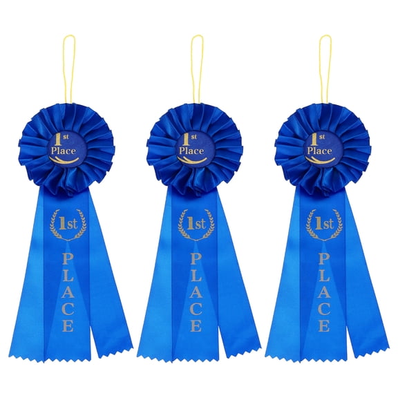 Uxcell Blank Award Ribbon, Ribbon Honorable Prize Recognition Ribbon, Blue 3Pcs