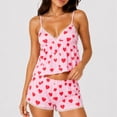 thumbnail image 2 of MEZZALL Women Pajama Sets Heart Printed V-Neck Bow Lace Camisole Shorts Sleepwear 2 Piece Classic Homewear, 2 of 4