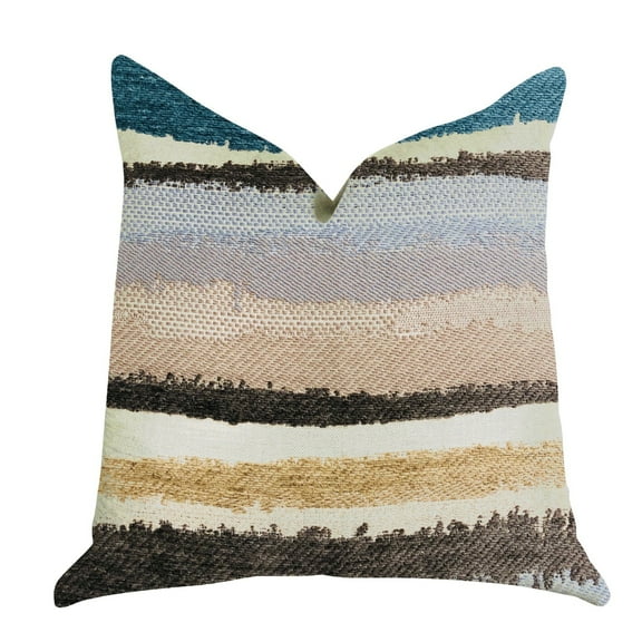 Plutus Blue Stone River Sand Multi Color Throw Pillow 16"L x16"W
