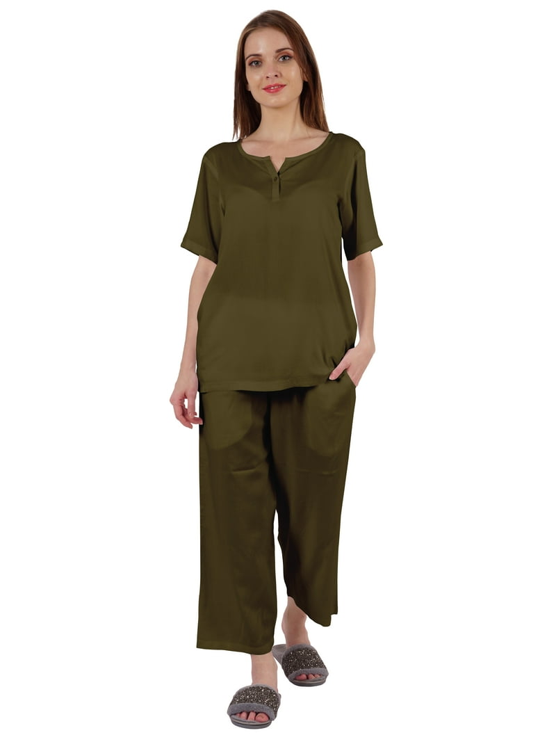 Inkmeso Short Sleeve Nightwear Pajama Set For Women Henley T-Shirt & Pajama  Sleepwear Set - Walmart.com
