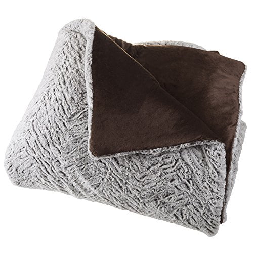 Faux Fur Comforter Set, 3 Piece Full/Queen Comforter and Sham Set With Mink Faux Fur By Bedford Home - (Full / Queen Size) (G