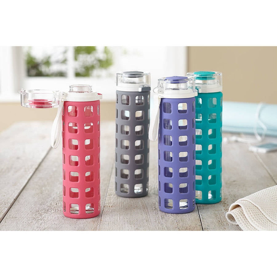 Ello Syndicate BPA-Free 20 Ounce Glass Water Bottle with Flip Lid