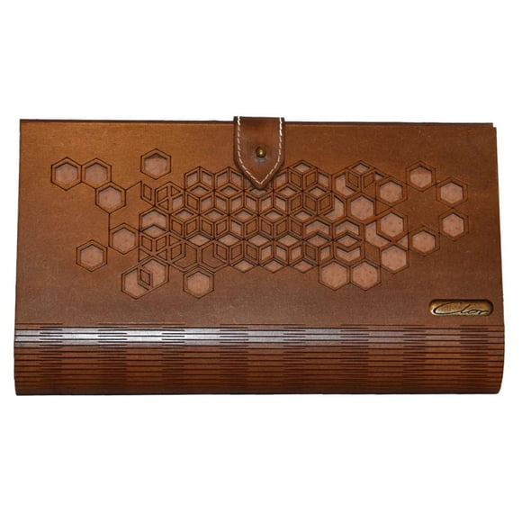 Bolsa Clutch Hexagono Nogal Forro Umber Borse Della Vittoria Clutch