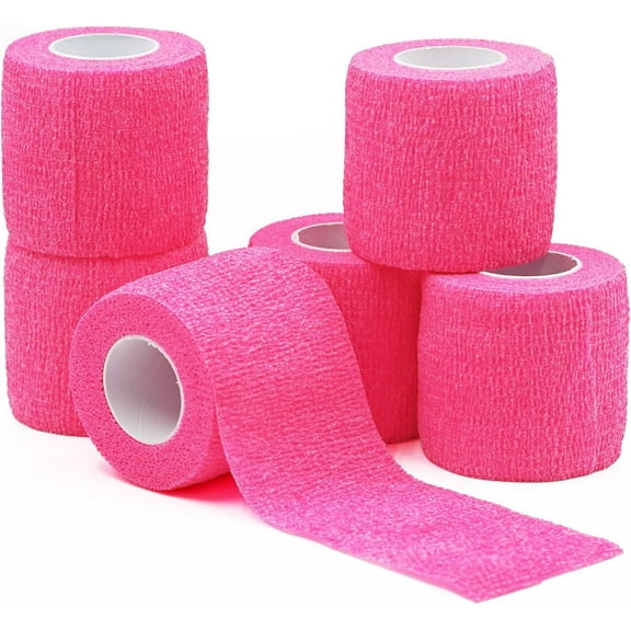 Supplymartonline Adhesive Bandages 6 Pack, Athletic Tape 2 inches x 5 Yards Roll, Pink