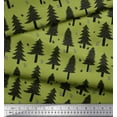 thumbnail image 3 of Soimoi Green Cotton Voile Fabric Snow & Cedar Tree Print Fabric by the Yard 56 Inch Wide, 3 of 3