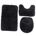 thumbnail image 4 of PTOOTP Black Polyester Toilet Lid Cover Set with Anti- Bath Rug and Home Floor Mat for Bathroom Decor, 4 of 8
