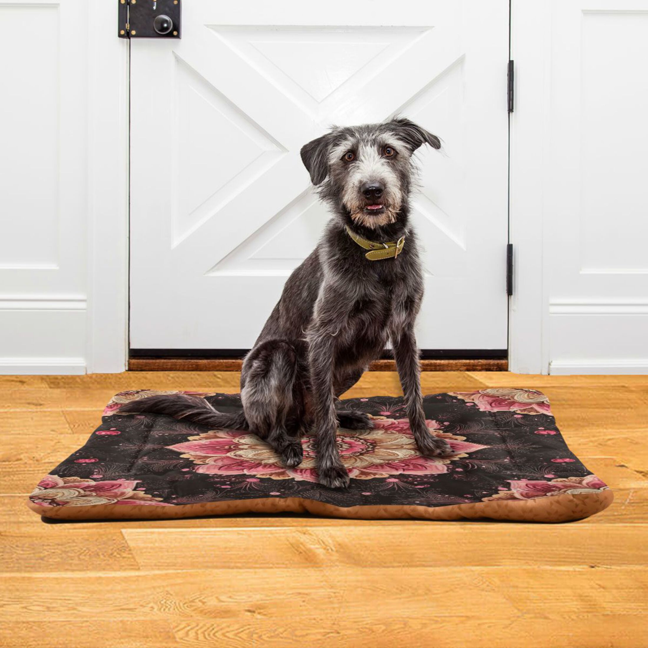 Qxltty Pink Mandala Flowers Ped Pad Wear-resistant and Hard to Bite Through Sleeping Pad for Small Medium Large Dogs Winter Pet Bed 36×24in
