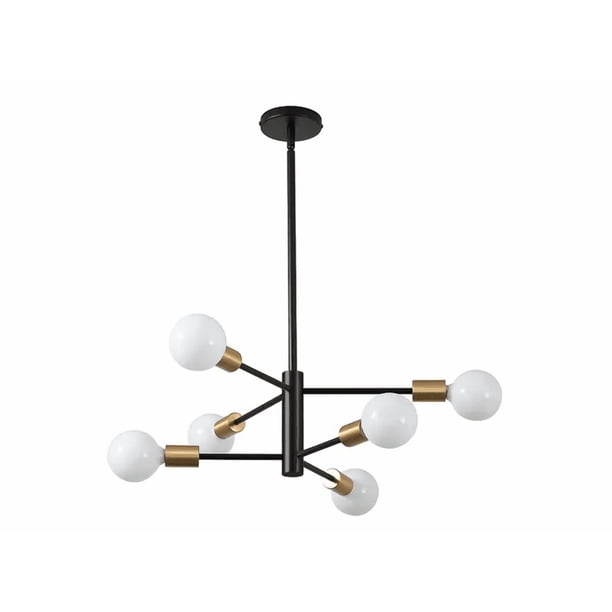 Moderno Colgante De Techo, 6 Luces, Lámpara De Techo De Estilo Medieval En Color Negro Y Oro, Ajustable En Altura Xtellar blanco
