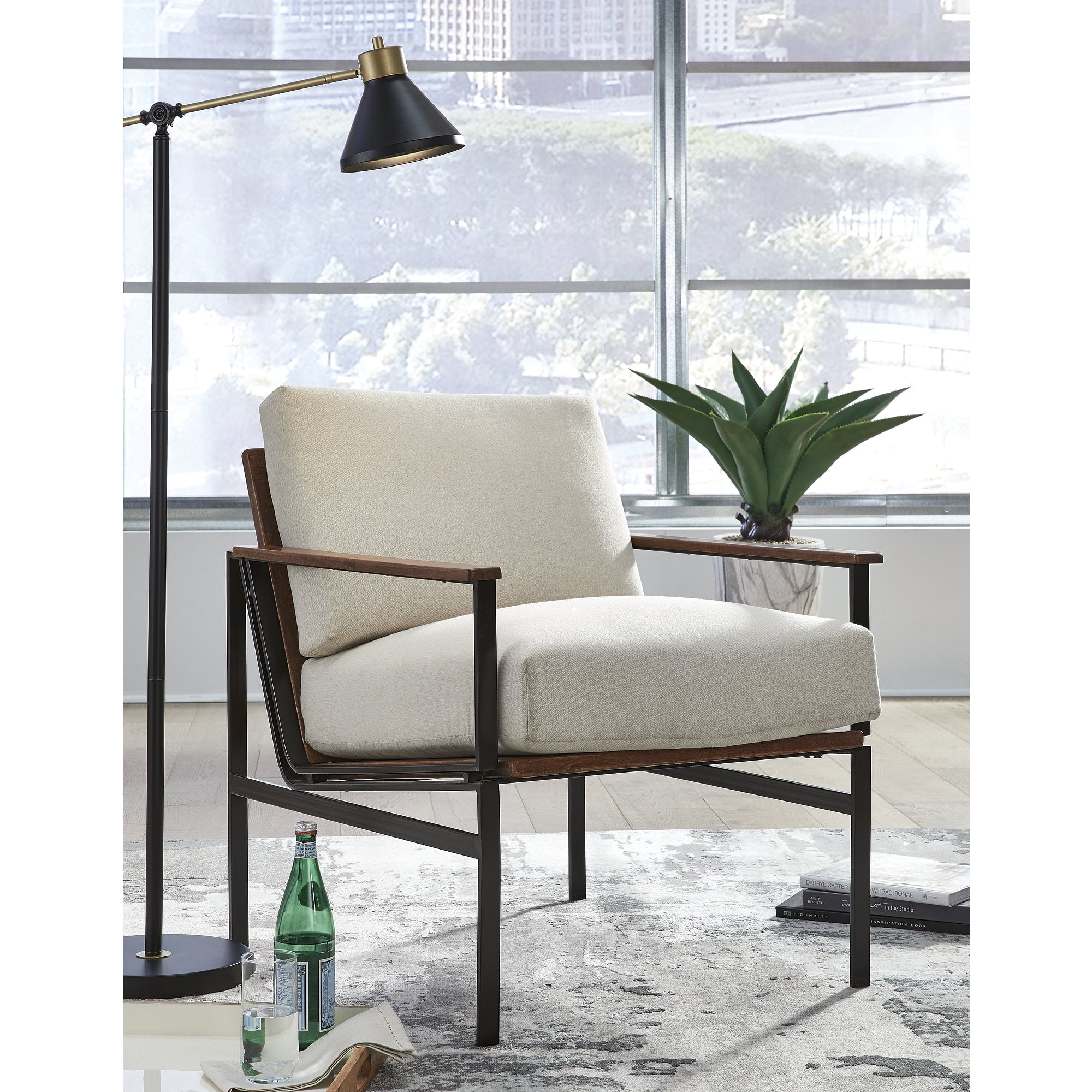 Signature Design by Ashley Tilden Accent Chair in Ivory and Brown