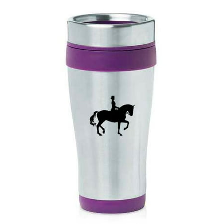 

16 oz Insulated Stainless Steel Travel Mug Dressage Horse With Rider (Purple)