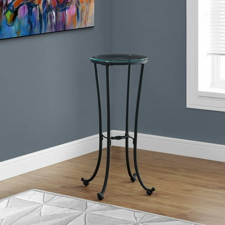 Glass Metal Accent Table - Monarch Accent Table Hammered Black Metal With Tempered Glass