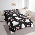thumbnail image 2 of Feelyou Halloween Bow Skull Twin Bedding, Cartoon Ghost Star Bedding Comforter Set, Black, Black Reversible, 7-Piece, 2 of 7