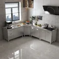 thumbnail image 2 of Aparador de acero inoxidable 304, armario de cocina con múltiples puertas, armario para comedor, almacenamiento de cocina, estante ajustable, 2 of 4