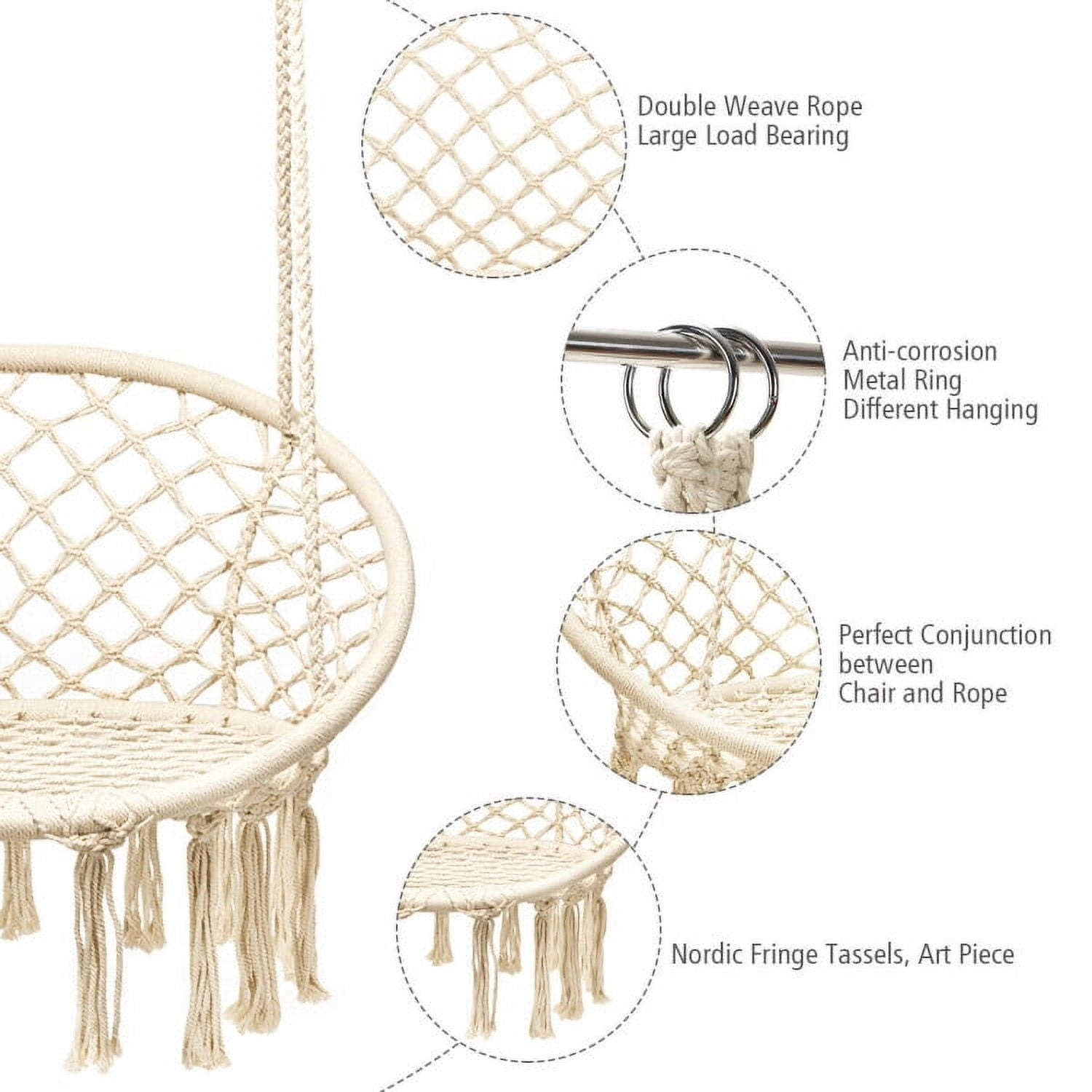 Aimee Lii Hammock Chair Cotton Rope Handwoven Hanging Chair, Outdoor Deck Furniture