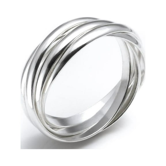 Silverly Russian Style Wedding Rings His and Hers - Interlocked Five Band Ring - Classic Multiband 925 Sterling Silver Rings for Women - Elegant Promise Ring - Gifts for Girlfriend or Boyfriend