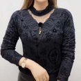 thumbnail image 1 of Flower Printing Long Sleeves Turtleneck Pullover, 1 of 6