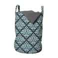 thumbnail image 1 of Antique Oriental Laundry Bag, Victorian Vintage Classic Motif Swirly Branches Rococo Art, Basket with Handles Drawstring Closure for Laundromats, 13" x 19", Pale Turquoise Dark Grey, by Ambesonne, 1 of 4