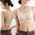 thumbnail image 4 of GUACER Womens Wide Strap Seamless Bra Comfort Wirefree Tank Bralette, Scalloped Mesh V-Neck Smoothing Lounge Bra, 4 of 9