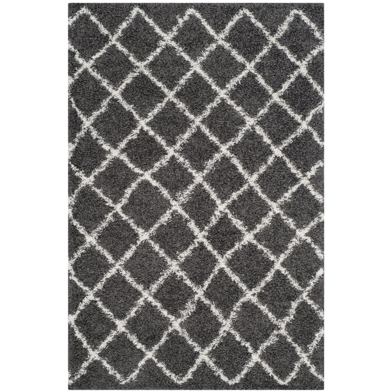 SAFAVIEH Dallas Jerrie Geometric Shag Area Rug, Dark Grey/Ivory, 8'6" x 12'