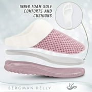 Bergman Kelly USA Womens Scuff Clog Coral Fleece Memory Foam Slippers Indoor / Outdoor House Shoes (Bubbles Collection)