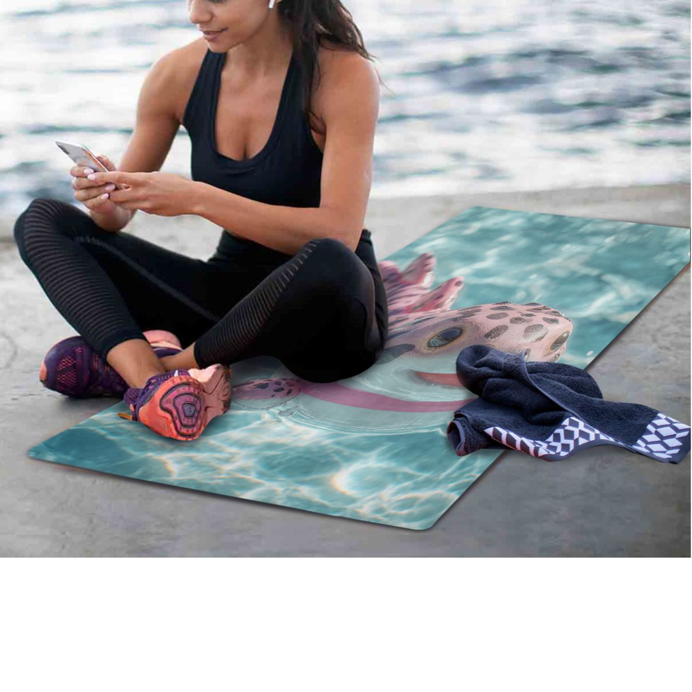 BZSMCE Yoga Mat Women Fitness Mat Spotted Axolotl Swim Pattern