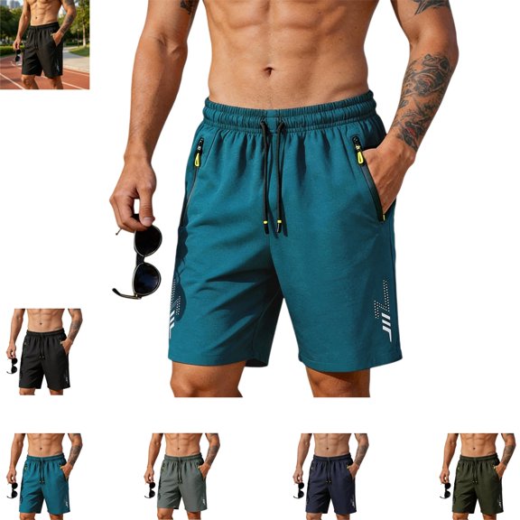 Mfakffe Mens Shorts Fashion Sport Loose Comfy Zipper Pocket Beach Pant Versatile Summer Outdoor Casual Drawstring Shorts