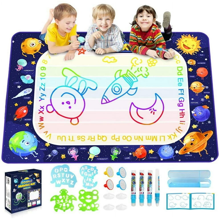 Allaugh Water Drawing Mat,40x28 inch Large Aqua Doodle Mats for Toddlers  2-8 Years Old Water Drawing Painting Mat, Blue 