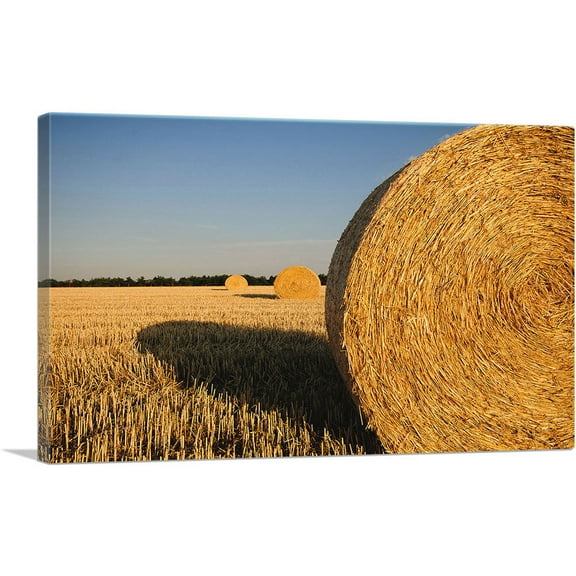 ARTCANVAS Straw Bales Home decor Canvas Art Print - Size: 12" x 8" (0.75" Deep)