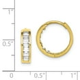 thumbnail image 3 of Primal Gold 10 Karat Yellow Gold Cubic Zirconia Hinged Hoop Earrings, 3 of 5