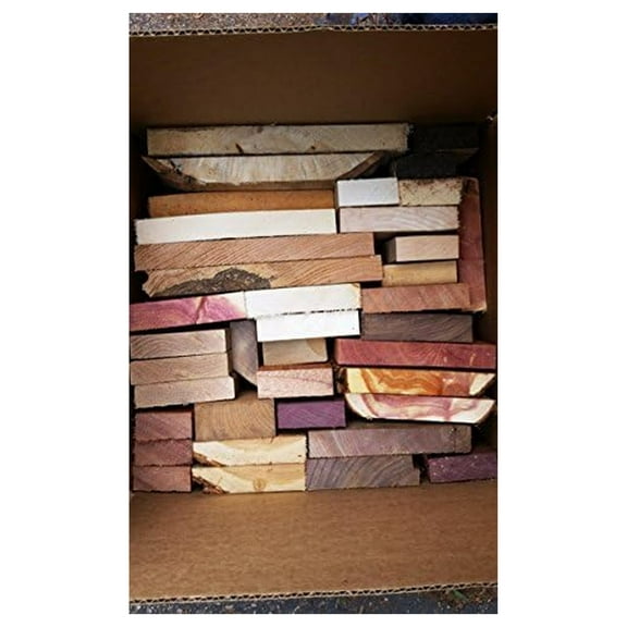 Large Box of Long 3/4" Thick Unfinished Wood. Many Species. Scrap Lumber Perfect for Odds and Ends