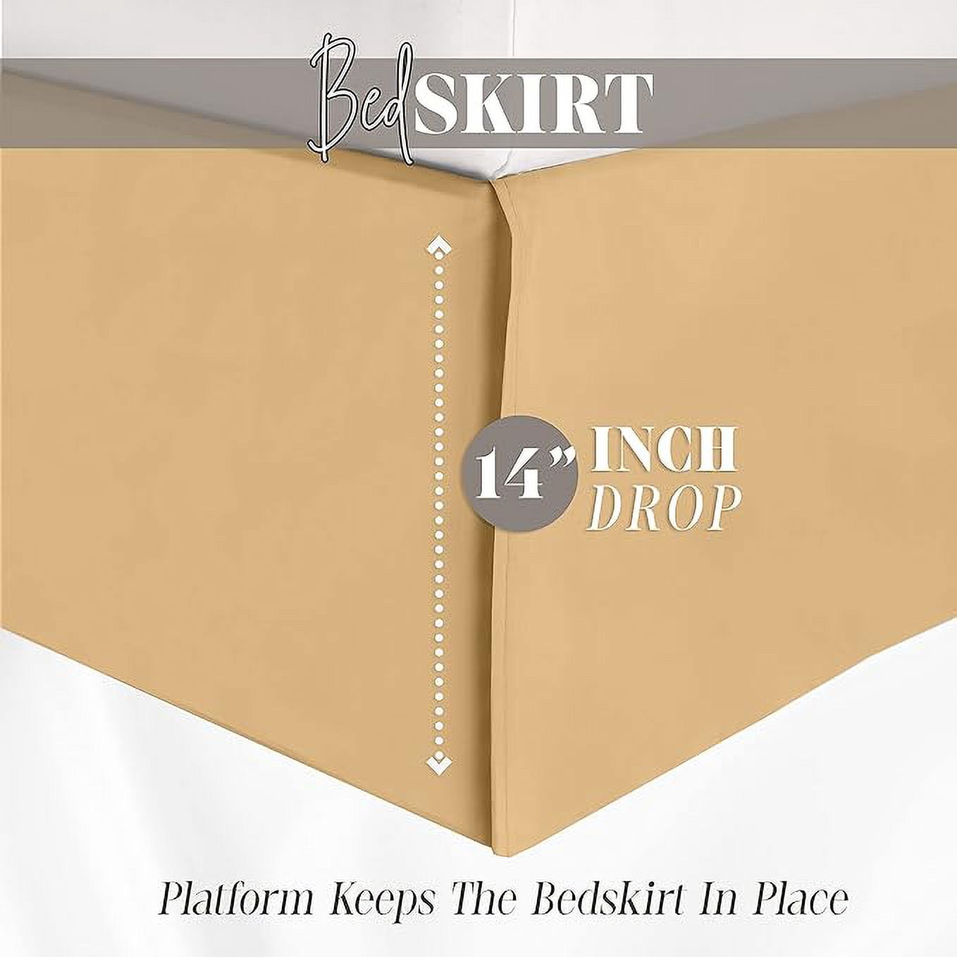 Elegant Comfort 1-Piece Solid Bed Skirt, 1500 Series, Minimalist Design with a Modern Look- Easy Care, Wrinkle and Stain Resistant, Bedskirt, Full, Empire Gold