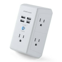 Surge Protector Outlet with 5 AC Outlets and 4 USB Ports (1 USB-C), Multi-Plug Wall Adapter for Home, School, and Office, ETL Certified